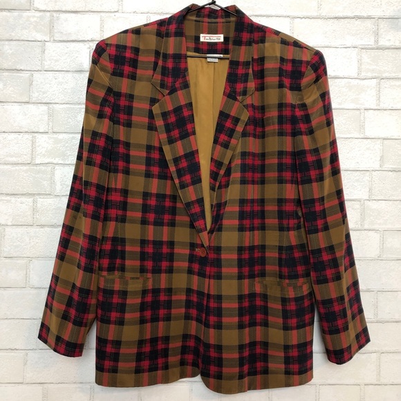 Talbots Jackets & Blazers - Vintage Talbots Plaid Tartan Silk Blazer 14